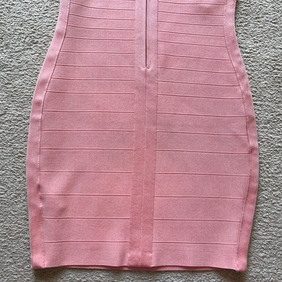 MARCIANO LA Salmon Pink BodyCon BANDAGE Short DRESS Sleeveless Square Neck Sz M - Picture 12 of 16